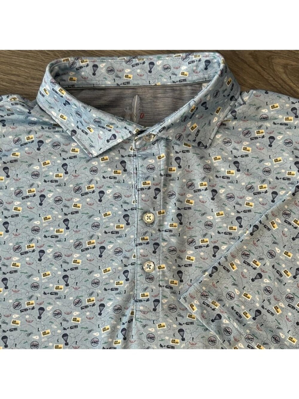 johnnie-O Light Blue Patterned Polo